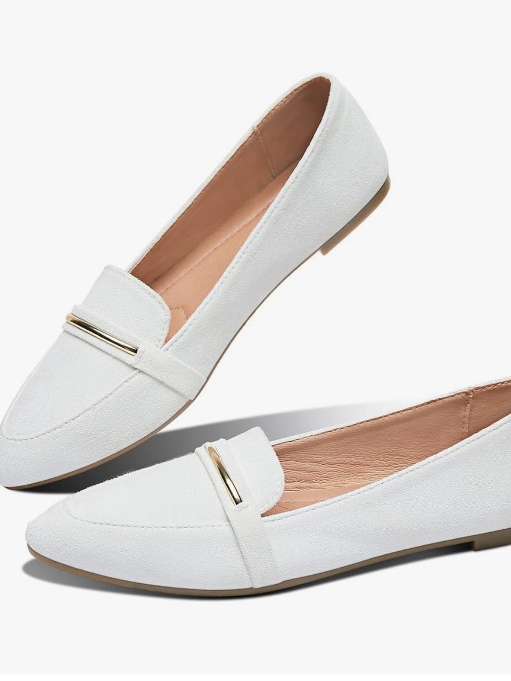 Women’s Faux Suede Penny Loafers Pointy Toe Slip-On Ballet Flats